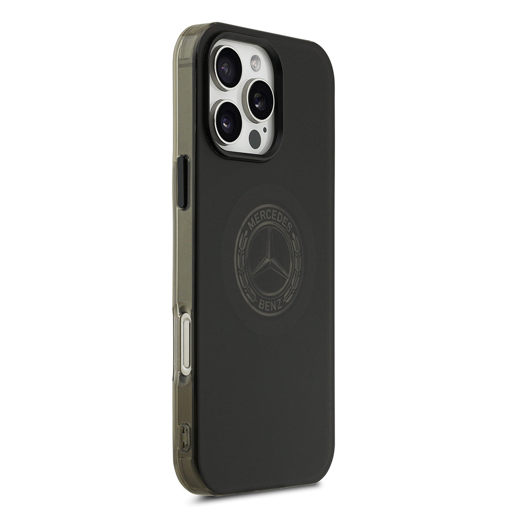 Apple iPhone 16 Pro Max Kılıf Mercedes Benz Orjinal Lisanslı M-safe Şarj Özellikli Buzlu PC Nostaljik Yıldız Dizayn Kapak