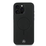 Apple iPhone 16 Pro Max Kılıf Mercedes Benz Orjinal Lisanslı M-safe Şarj Özellikli Metal Yıldız Logolu Sade Pürüzsüz Deri Kapak