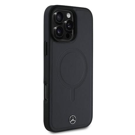 Apple iPhone 16 Pro Max Kılıf Mercedes Benz Orjinal Lisanslı M-safe Şarj Özellikli Metal Yıldız Logolu Sade Pürüzsüz Deri Kapak