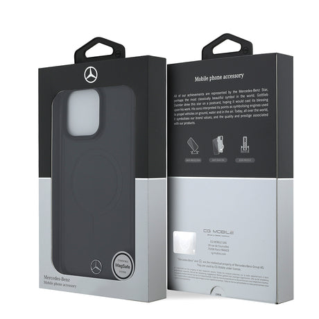 Apple iPhone 16 Pro Max Kılıf Mercedes Benz Orjinal Lisanslı M-safe Şarj Özellikli Metal Yıldız Logolu Sade Pürüzsüz Deri Kapak