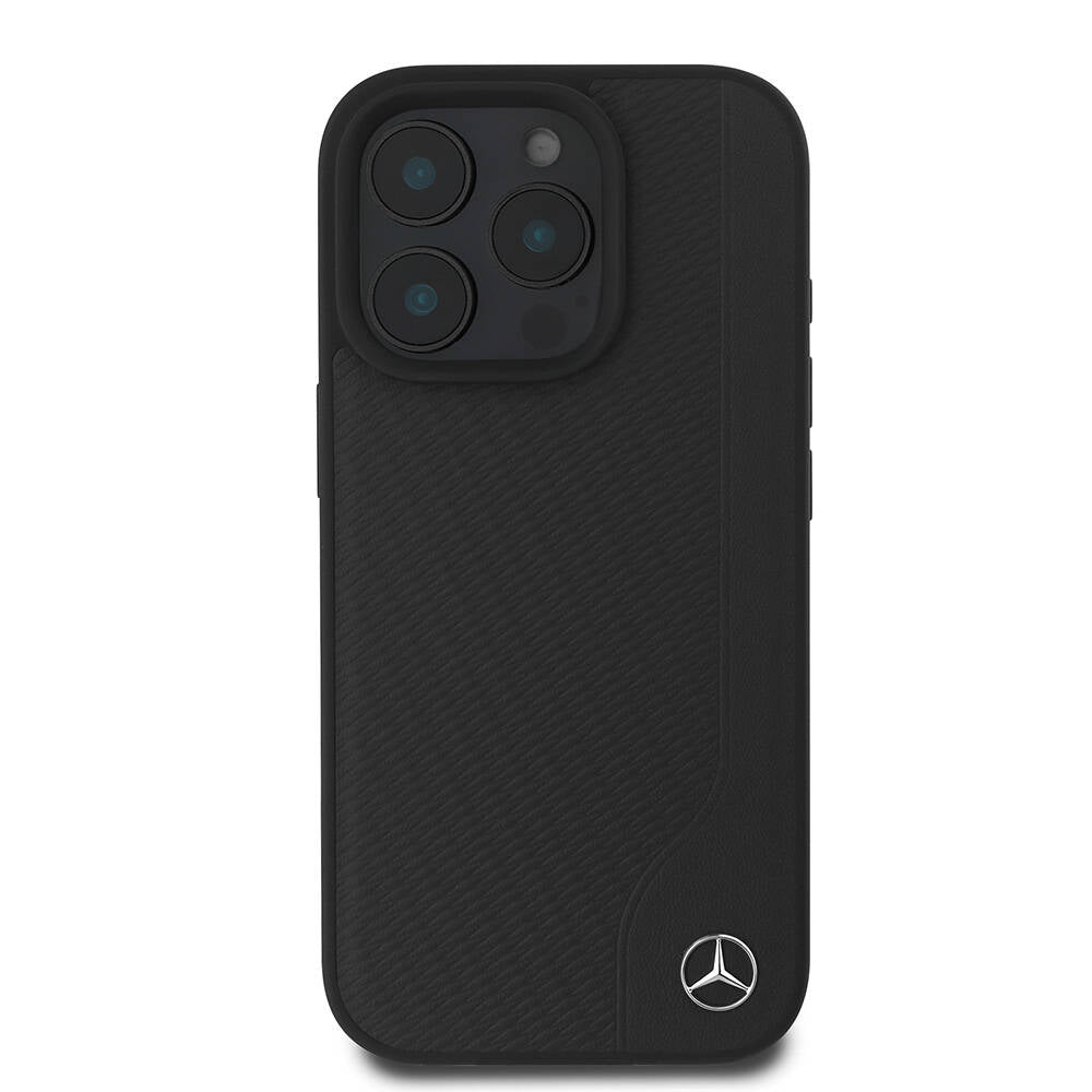 Apple iPhone 16 Pro Max Kılıf Mercedes Benz Orjinal Lisanslı M-safe Şarj Özellikli 3D Metal Logolu Wood Imitation Deri Kapak