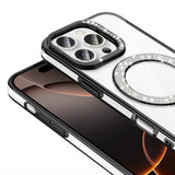 Apple iPhone 16 Pro Max Kılıf Pırlanta Taş Tasarımlı M-safe Şarj Özellikli Zore Karetta Silikon Kapak