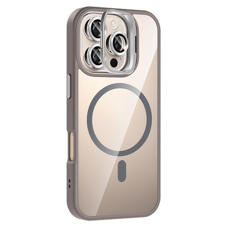 Apple iPhone 16 Pro Max Kılıf Standlı ve Kamera Lens Hediyeli M-Safe Şarj Özellikli Zore Etro Kapak