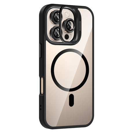 Apple iPhone 16 Pro Max Kılıf Standlı ve Kamera Lens Hediyeli M-Safe Şarj Özellikli Zore Etro Kapak