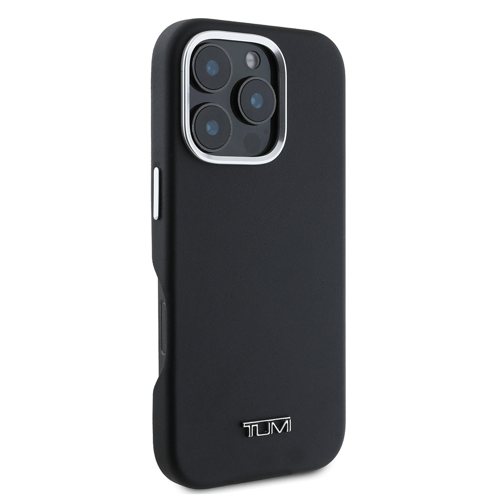Apple iPhone 16 Pro Max Kılıf TUMI Orjinal Lisanslı M-safe Şarj Özellikli Metal Yazı Logolu PU Deri Kapak