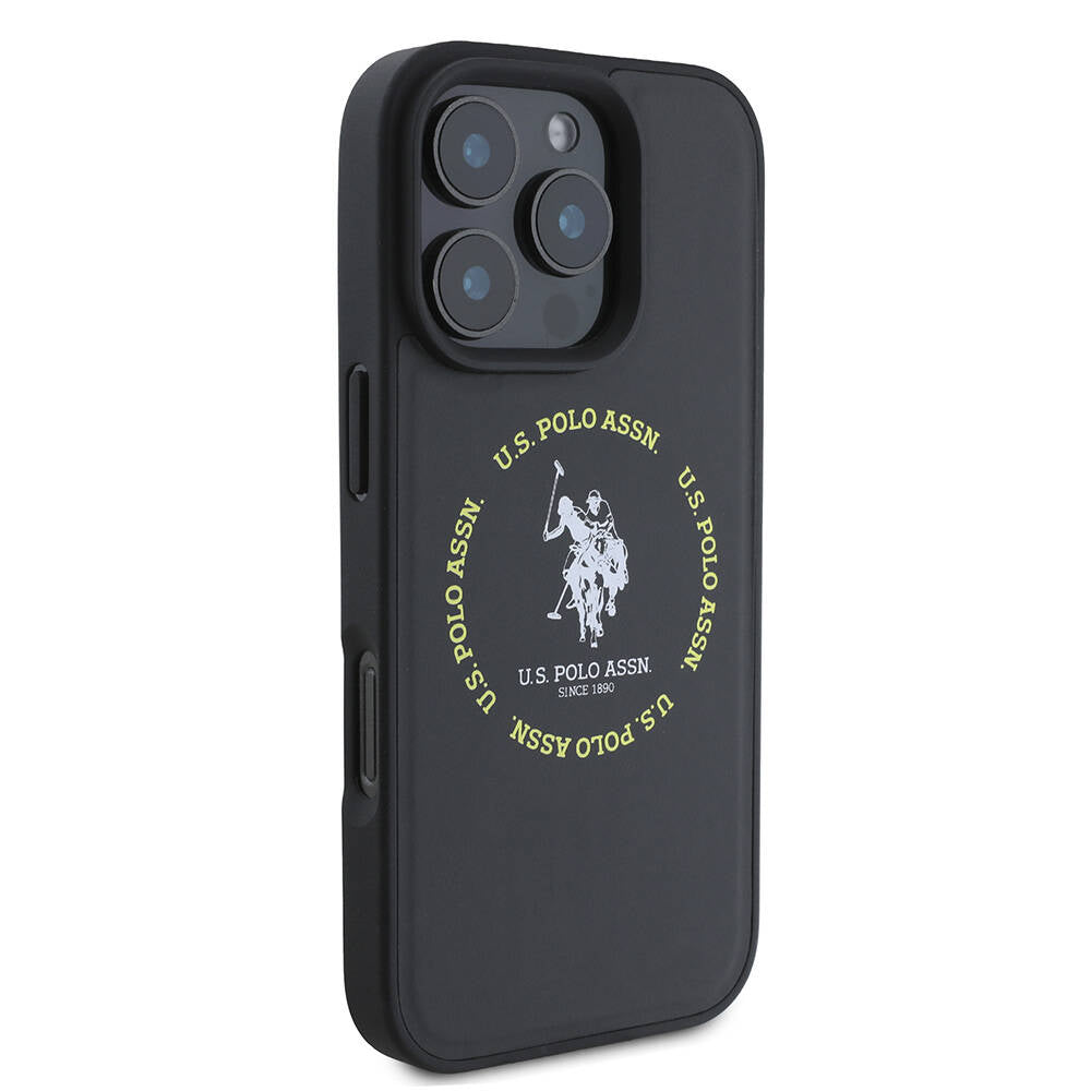 Apple iPhone 16 Pro Max Kılıf U.S. Polo Assn. Orjinal Lisanslı M-safe Şarj Özellikli Circle ve Double Horse Logolu Deri Kapak