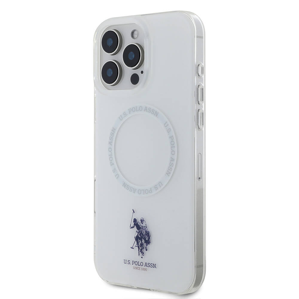 Apple iPhone 16 Pro Max Kılıf U.S. Polo Assn. Orjinal Lisanslı M-safe Şarj Özellikli IML Double Horse Logolu Ring Kapak