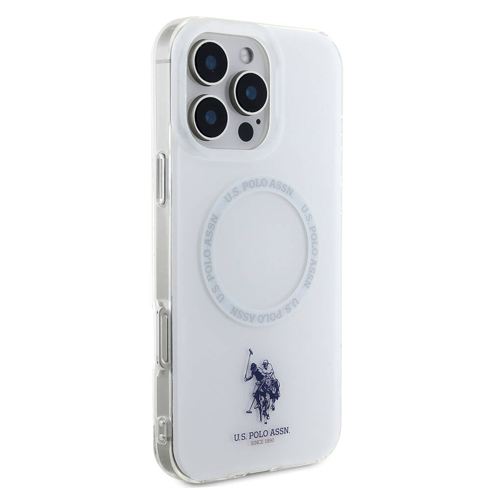Apple iPhone 16 Pro Max Kılıf U.S. Polo Assn. Orjinal Lisanslı M-safe Şarj Özellikli IML Double Horse Logolu Ring Kapak