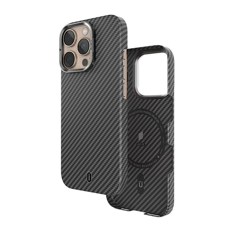Apple iPhone 16 Pro Max Kılıf Wiwu DCC-206 M-safe Şarj Özellikli Kamera Standlı Aramid Fiber Tasarım Kevlar Kapak