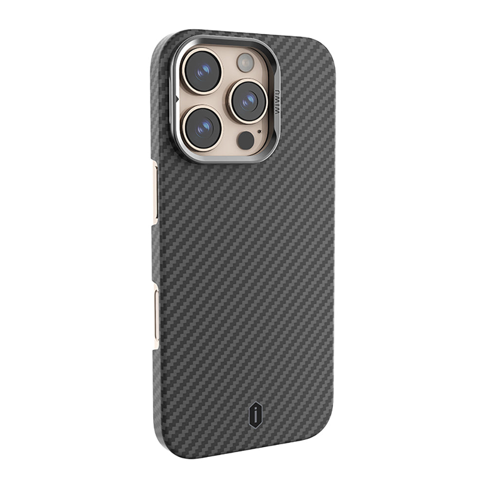 Apple iPhone 16 Pro Max Kılıf Wiwu DCC-206 M-safe Şarj Özellikli Kamera Standlı Aramid Fiber Tasarım Kevlar Kapak