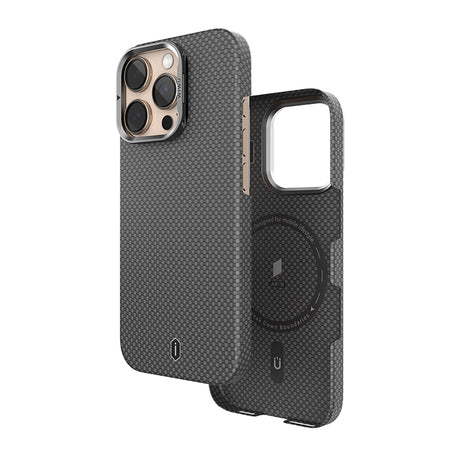 Apple iPhone 16 Pro Max Kılıf Wiwu DCC-208 M-safe Şarj Özellikli Kamera Standlı Aramid Fiber Tasarım Kevlar Kapak