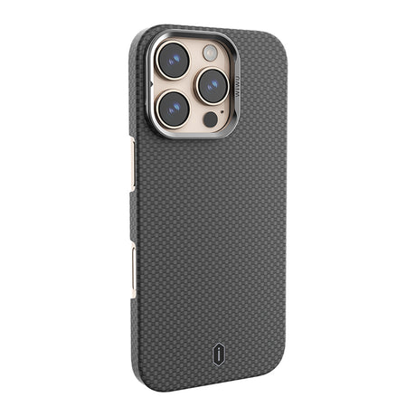 Apple iPhone 16 Pro Max Kılıf Wiwu DCC-208 M-safe Şarj Özellikli Kamera Standlı Aramid Fiber Tasarım Kevlar Kapak