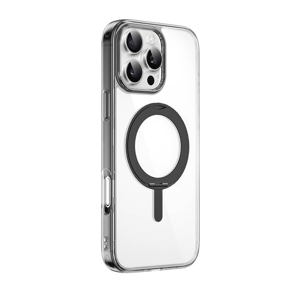 Apple iPhone 16 Pro Max Kılıf Wiwu MCC-201 iShield Ultra Serisi M-safe Şarj Özellikli Standlı Crystal Sert PC Kapak