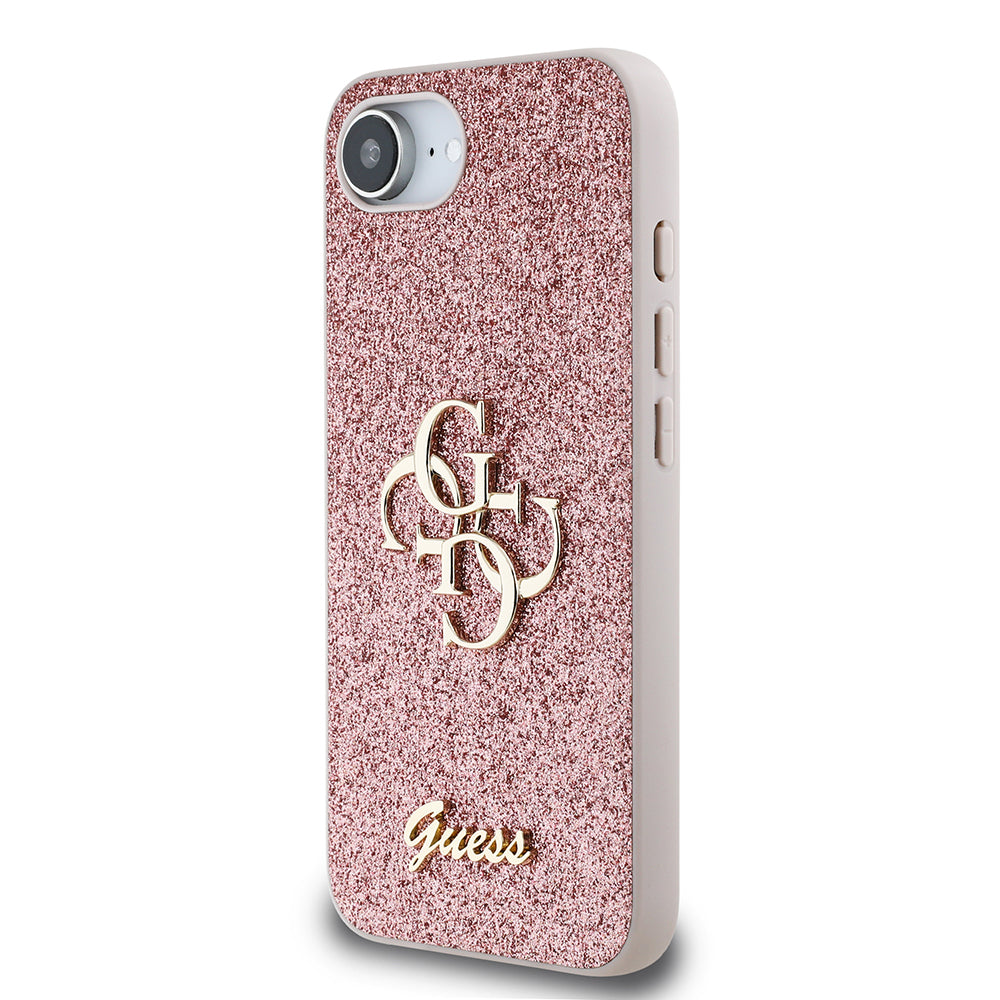 Apple iPhone 16E Kılıf Guess Orjinal Lisanslı 4G Büyük Metal Logolu Glitter Kapak