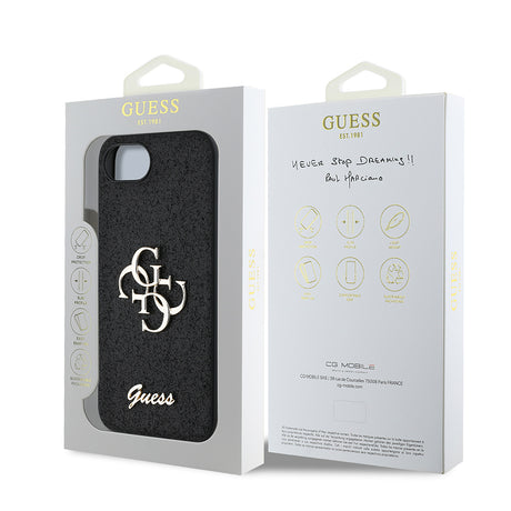 Apple iPhone 16E Kılıf Guess Orjinal Lisanslı 4G Büyük Metal Logolu Glitter Kapak