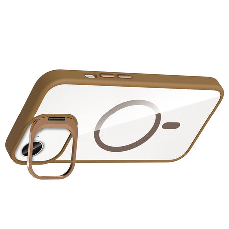 Apple iPhone 16E Kılıf Standlı ve Kamera Lens Hediyeli M-Safe Şarj Özellikli Zore Etro Kapak