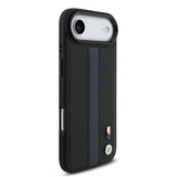 Apple iPhone 17 Air Kılıf BMW Orjinal Lisanslı M-safe Şarj Özellikli Deri Arka Yüzey Metal Logolu Delikli Şerit Tasarımlı Kapak