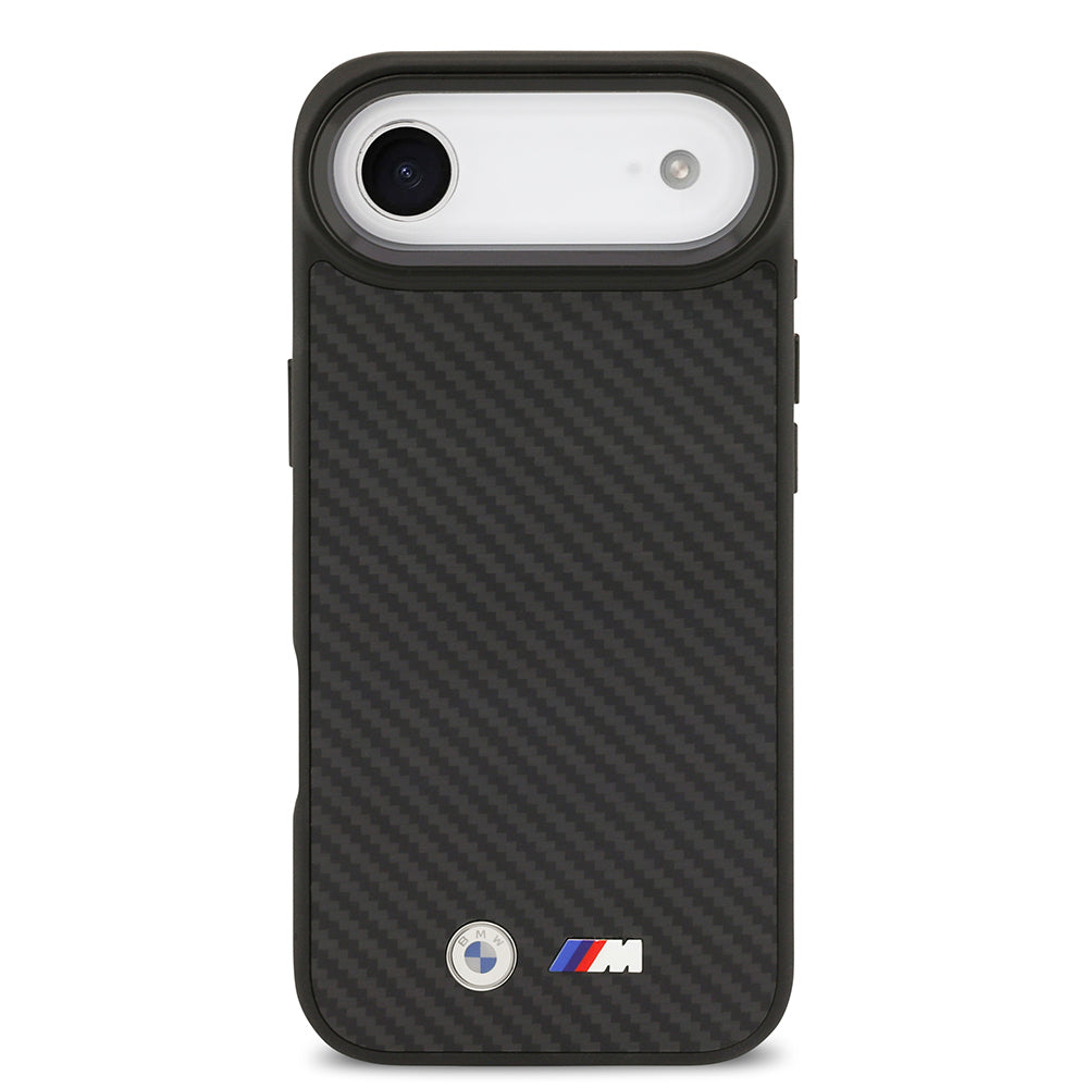 Apple iPhone 17 Air Kılıf BMW Orjinal Lisanslı M-safe Şarj Özellikli Karbon Fiber Metal Logolu Kevlar Kapak