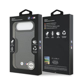 Apple iPhone 17 Air Kılıf BMW Orjinal Lisanslı M-safe Şarj Özellikli Karbon Fiber Metal Logolu Kevlar Kapak