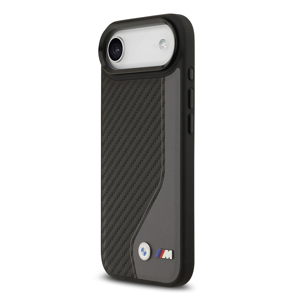 Apple iPhone 17 Air Kılıf BMW Orjinal Lisanslı M-safe Şarj Özellikli Metal BMW ve M Logolu PU Karbon Tasarımlı Kapak