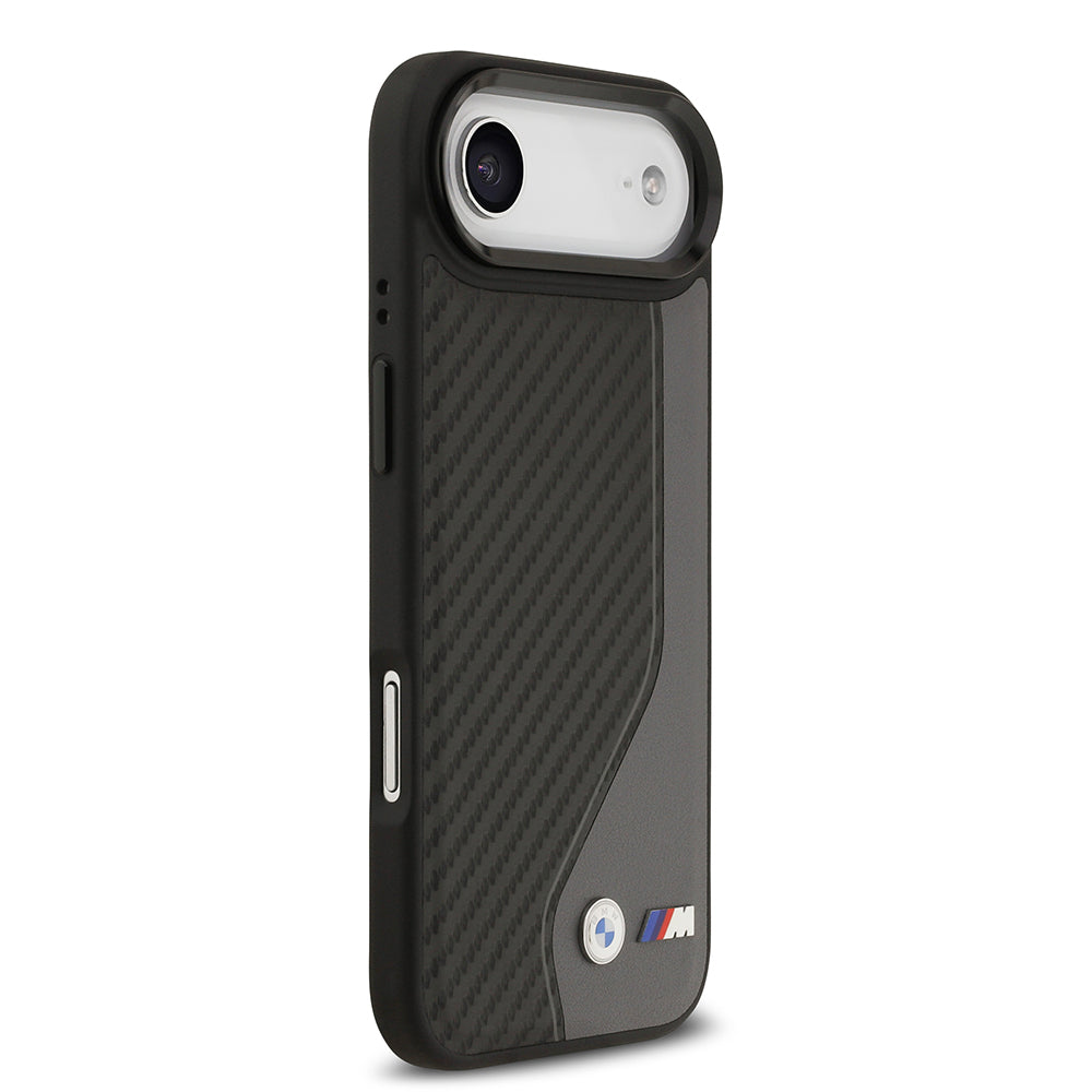 Apple iPhone 17 Air Kılıf BMW Orjinal Lisanslı M-safe Şarj Özellikli Metal BMW ve M Logolu PU Karbon Tasarımlı Kapak