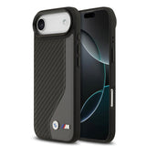 Apple iPhone 17 Air Kılıf BMW Orjinal Lisanslı M-safe Şarj Özellikli Metal BMW ve M Logolu PU Karbon Tasarımlı Kapak