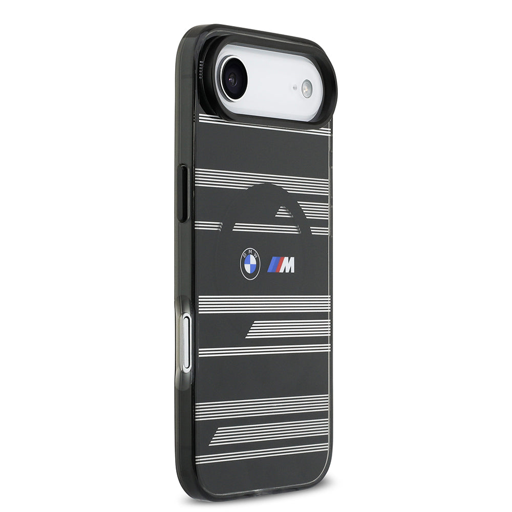 Apple iPhone 17 Air Kılıf BMW Orjinal Lisanslı M-safe Şarj Özellikli Metal Kamera Butonlu Yatay Şeritli M Dizayn Kapak
