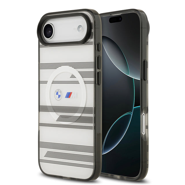 Apple iPhone 17 Air Kılıf BMW Orjinal Lisanslı M-safe Şarj Özellikli Metal Kamera Butonlu Yatay Şeritli M Dizayn Kapak