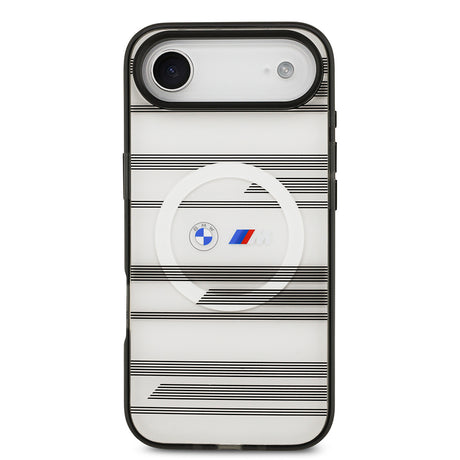Apple iPhone 17 Air Kılıf BMW Orjinal Lisanslı M-safe Şarj Özellikli Metal Kamera Butonlu Yatay Şeritli M Dizayn Kapak