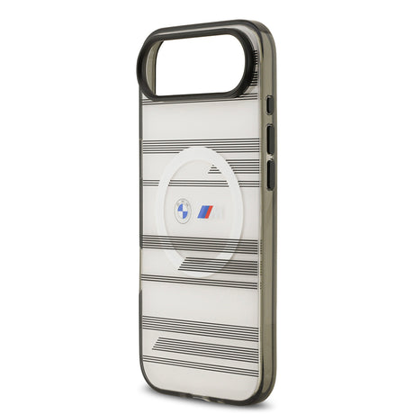 Apple iPhone 17 Air Kılıf BMW Orjinal Lisanslı M-safe Şarj Özellikli Metal Kamera Butonlu Yatay Şeritli M Dizayn Kapak