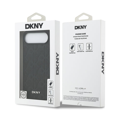 Apple iPhone 17 Air Kılıf DKNY Orjinal Lisanslı M-safe Şarj Özellikli 3D Yazılı Grid Pattern Kapak