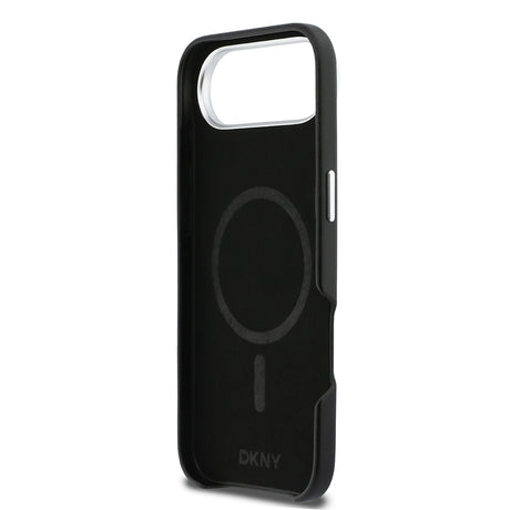 Apple iPhone 17 Air Kılıf DKNY Orjinal Lisanslı M-safe Şarj Özellikli PU Büyük Dikey Logolu Kapak