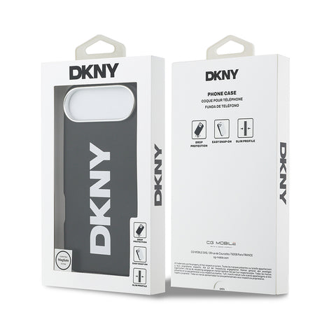 Apple iPhone 17 Air Kılıf DKNY Orjinal Lisanslı M-safe Şarj Özellikli PU Büyük Dikey Logolu Kapak