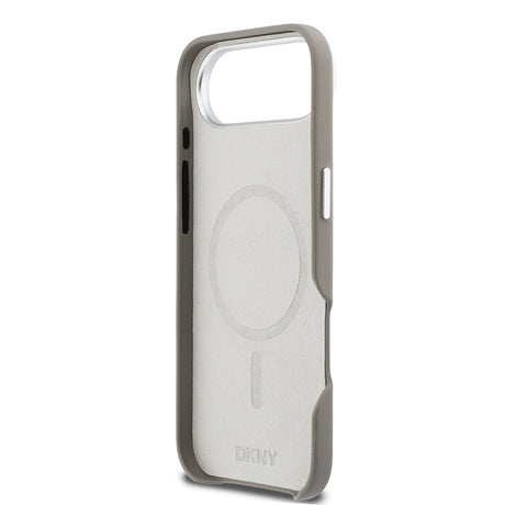 Apple iPhone 17 Air Kılıf DKNY Orjinal Lisanslı M-safe Şarj Özellikli PU Büyük Dikey Logolu Kapak