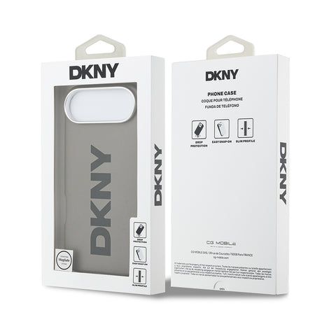 Apple iPhone 17 Air Kılıf DKNY Orjinal Lisanslı M-safe Şarj Özellikli PU Büyük Dikey Logolu Kapak