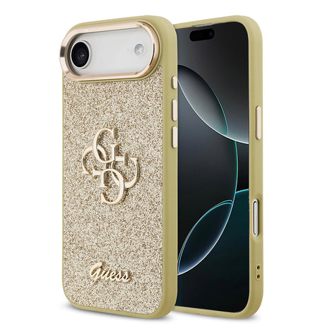 Apple iPhone 17 Air Kılıf Guess Orjinal Lisanslı 4G Büyük Metal Kamera Çerçeveli ve Logolu Glitter Kapak