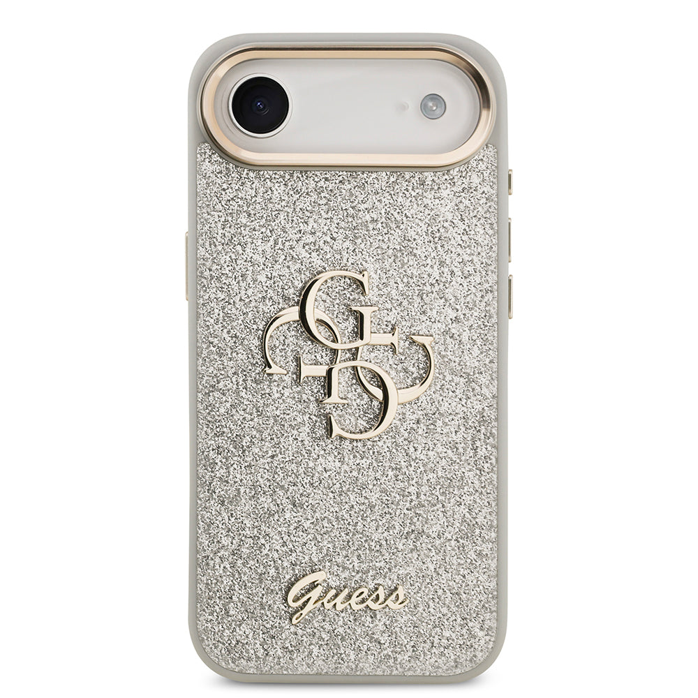Apple iPhone 17 Air Kılıf Guess Orjinal Lisanslı 4G Büyük Metal Kamera Çerçeveli ve Logolu Glitter Kapak