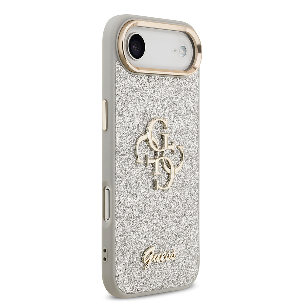 Apple iPhone 17 Air Kılıf Guess Orjinal Lisanslı 4G Büyük Metal Kamera Çerçeveli ve Logolu Glitter Kapak