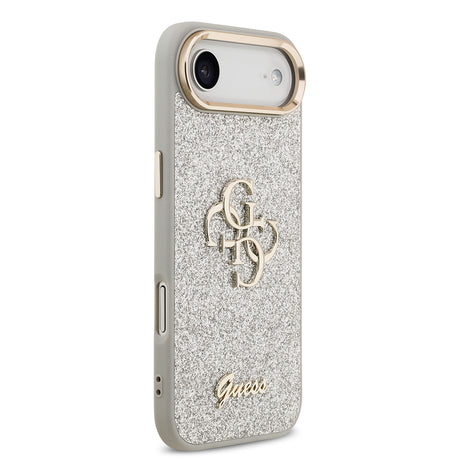 Apple iPhone 17 Air Kılıf Guess Orjinal Lisanslı 4G Büyük Metal Kamera Çerçeveli ve Logolu Glitter Kapak