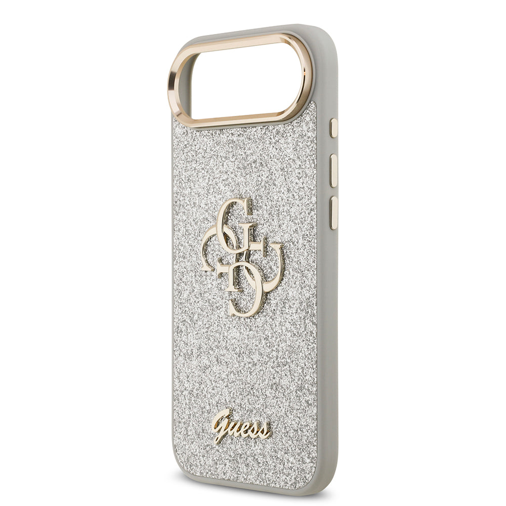 Apple iPhone 17 Air Kılıf Guess Orjinal Lisanslı 4G Büyük Metal Kamera Çerçeveli ve Logolu Glitter Kapak