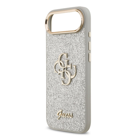 Apple iPhone 17 Air Kılıf Guess Orjinal Lisanslı 4G Büyük Metal Kamera Çerçeveli ve Logolu Glitter Kapak