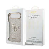 Apple iPhone 17 Air Kılıf Guess Orjinal Lisanslı 4G Büyük Metal Kamera Çerçeveli ve Logolu Glitter Kapak