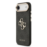Apple iPhone 17 Air Kılıf Guess Orjinal Lisanslı Gold Metal Kamera Çerçeveli 4G Desenli Metal Büyük 4G ve Yazı Logolu Kapak
