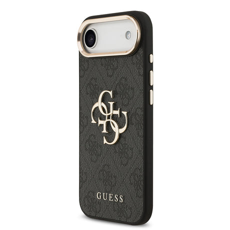 Apple iPhone 17 Air Kılıf Guess Orjinal Lisanslı Gold Metal Kamera Çerçeveli 4G Desenli Metal Büyük 4G ve Yazı Logolu Kapak