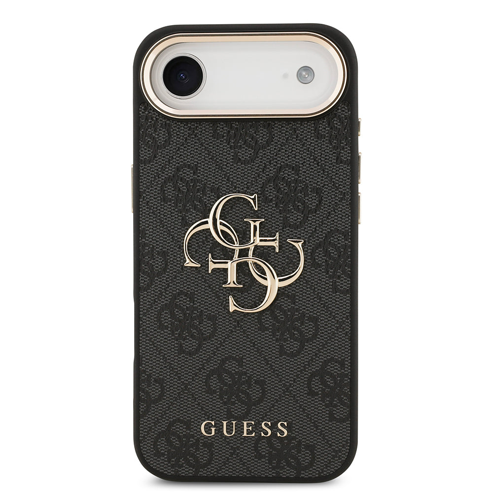 Apple iPhone 17 Air Kılıf Guess Orjinal Lisanslı Gold Metal Kamera Çerçeveli 4G Desenli Metal Büyük 4G ve Yazı Logolu Kapak