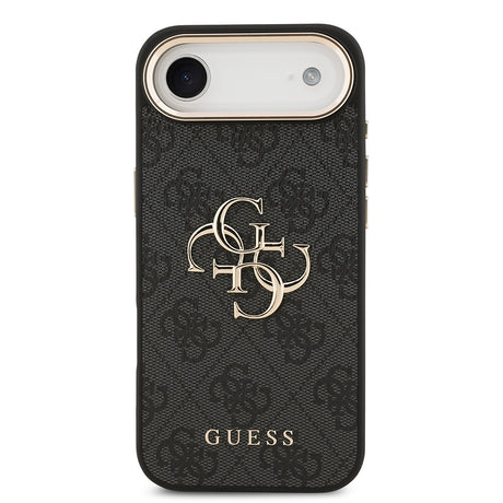 Apple iPhone 17 Air Kılıf Guess Orjinal Lisanslı Gold Metal Kamera Çerçeveli 4G Desenli Metal Büyük 4G ve Yazı Logolu Kapak