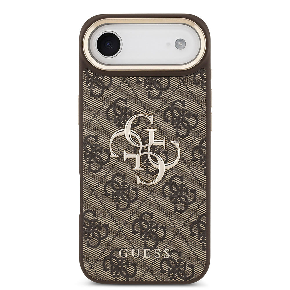 Apple iPhone 17 Air Kılıf Guess Orjinal Lisanslı Gold Metal Kamera Çerçeveli 4G Desenli Metal Büyük 4G ve Yazı Logolu Kapak