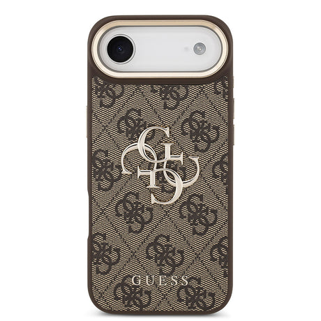 Apple iPhone 17 Air Kılıf Guess Orjinal Lisanslı Gold Metal Kamera Çerçeveli 4G Desenli Metal Büyük 4G ve Yazı Logolu Kapak