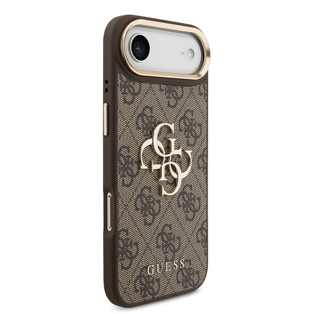 Apple iPhone 17 Air Kılıf Guess Orjinal Lisanslı Gold Metal Kamera Çerçeveli 4G Desenli Metal Büyük 4G ve Yazı Logolu Kapak