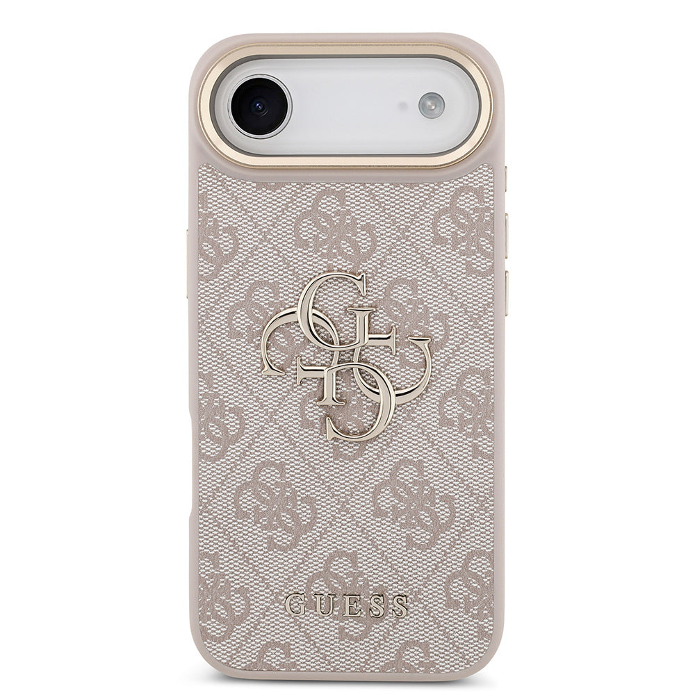 Apple iPhone 17 Air Kılıf Guess Orjinal Lisanslı Gold Metal Kamera Çerçeveli 4G Desenli Metal Büyük 4G ve Yazı Logolu Kapak